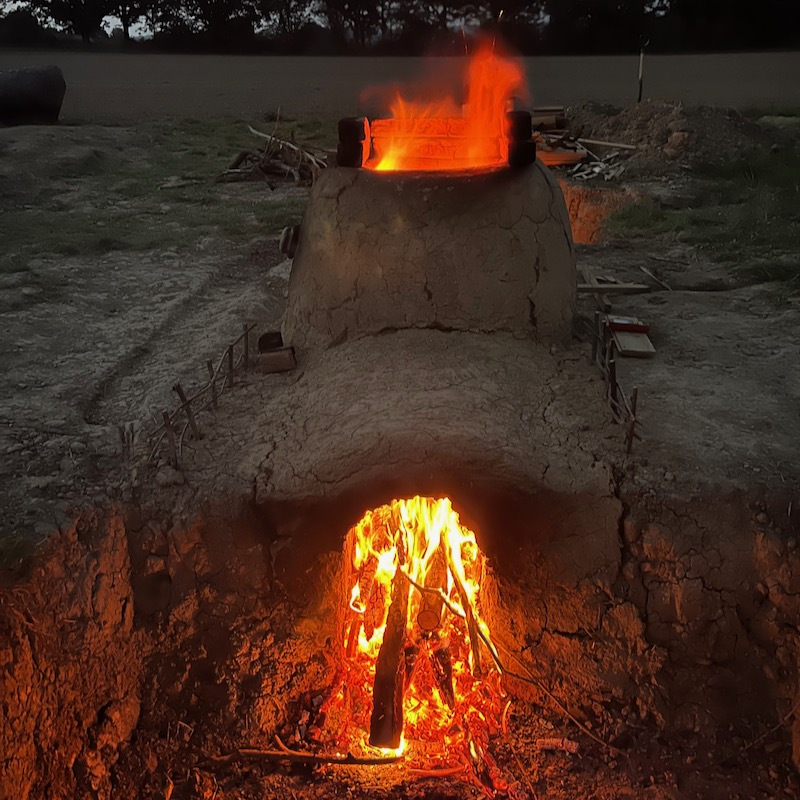 Earth kiln firng, at dusk