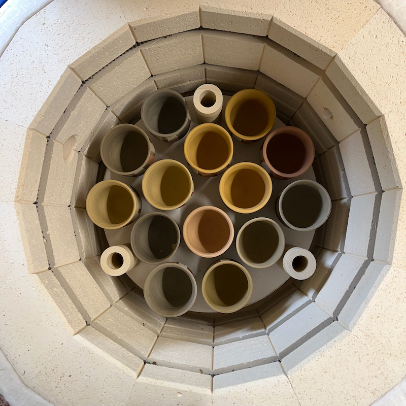 Electric kiln, half packed
