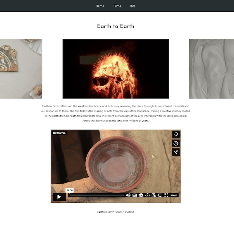 screenshot of website for pottery film