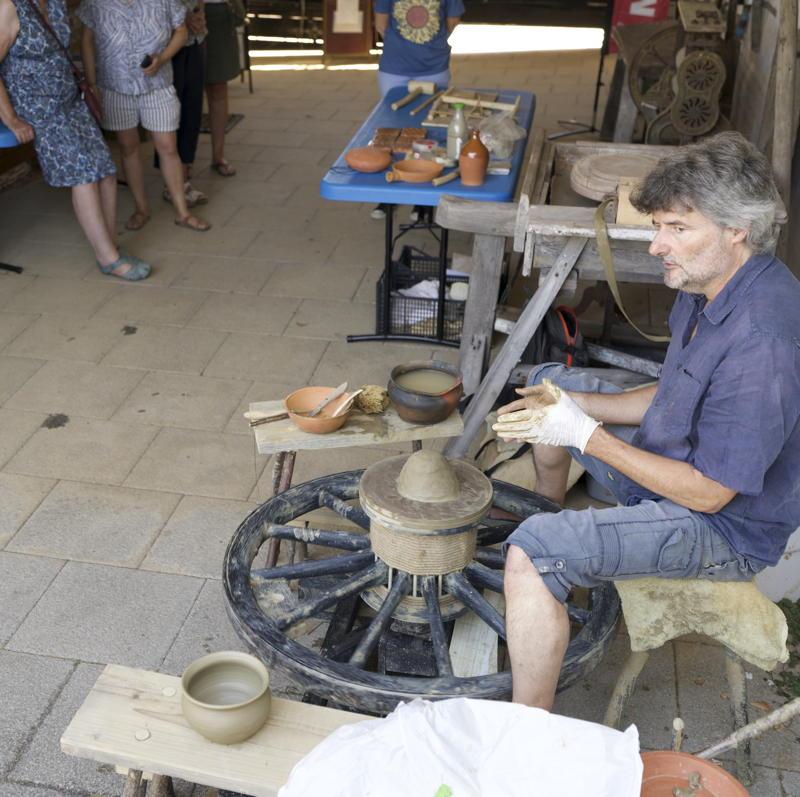 Demonstration the medieval wheel at Rye Museum