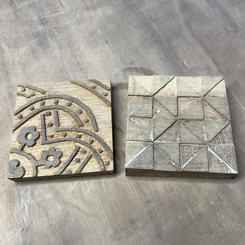 Two wood block stamps