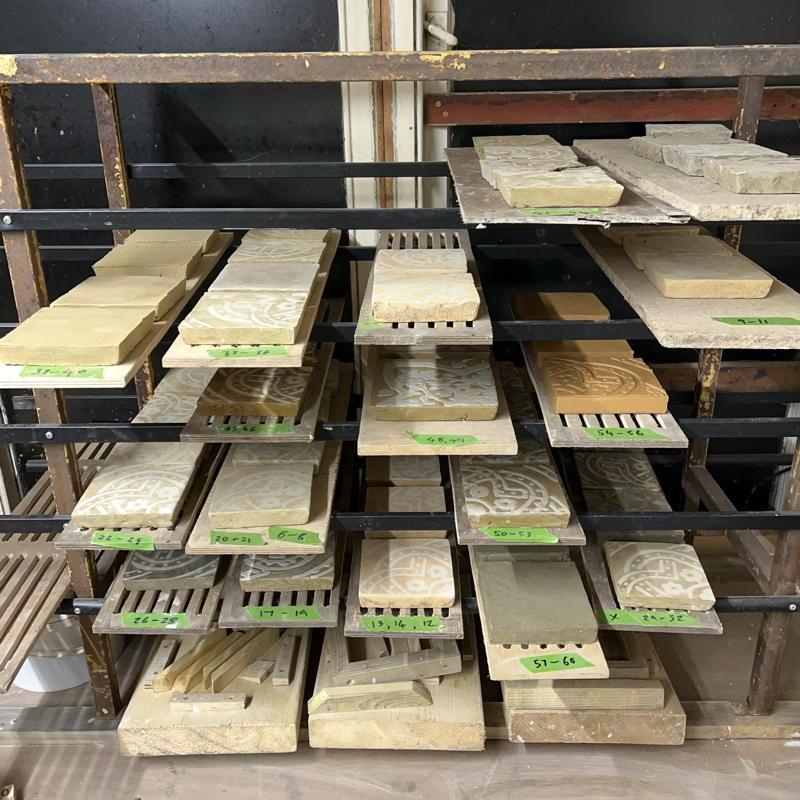 tiles drying on rack